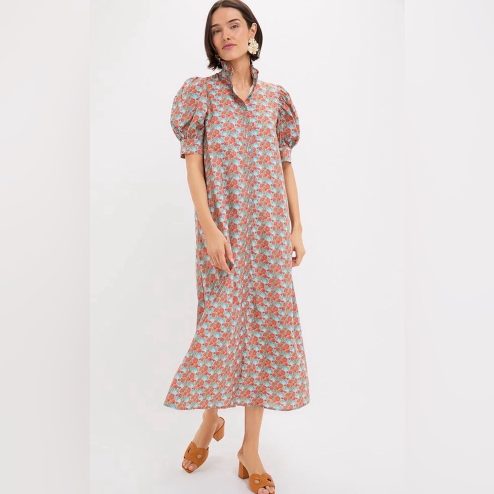 NWOT: Hyacinth House: Louisa Orange and Blue Floral Maxi Dress: XXS